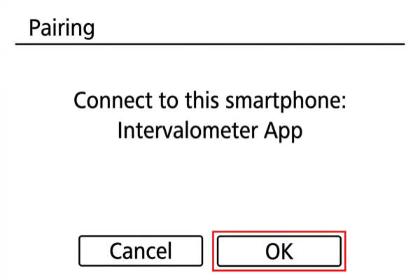 EOS R50 pairing confirmation screen