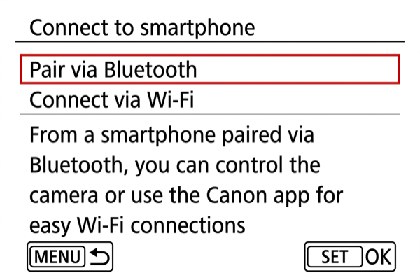 EOS 850D Pair via Bluetooth option