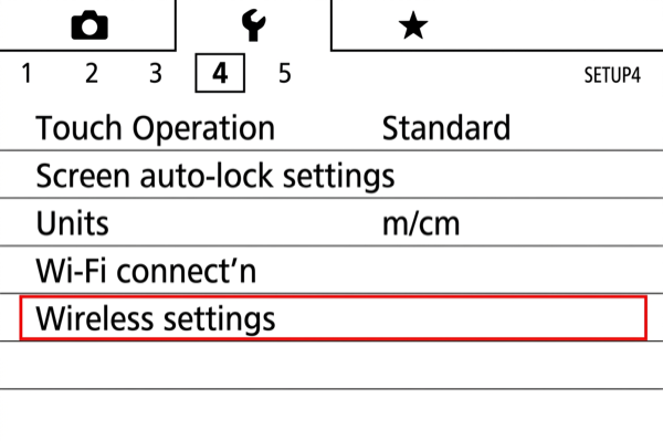 Wireless settings menu on PowerShot G9 X Mark II