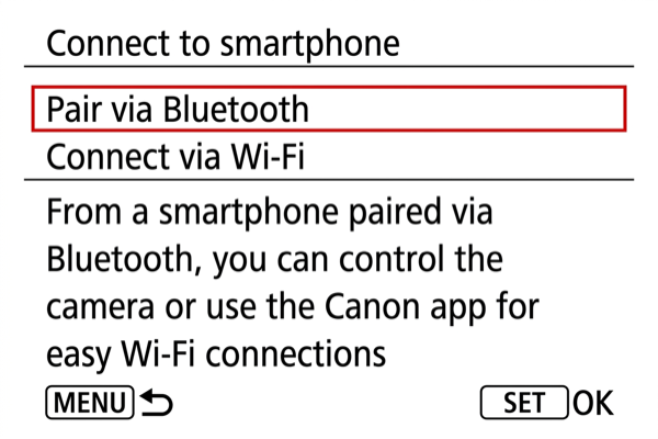EOS R10 Pair via Bluetooth option