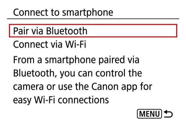 EOS R100 Pair via Bluetooth option