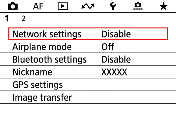 EOS R3 menu showing Network settings