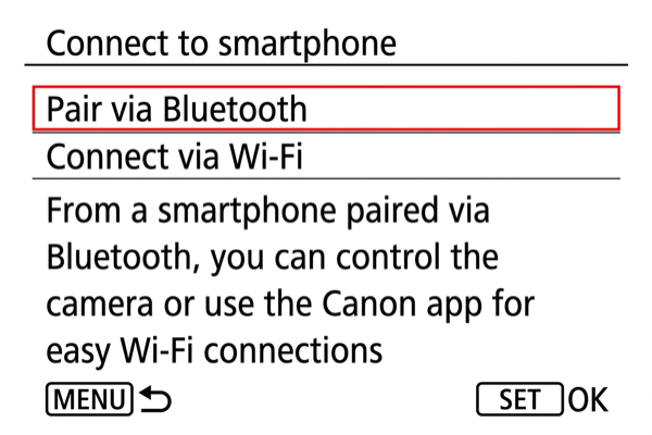 EOS R5 Pair via Bluetooth option