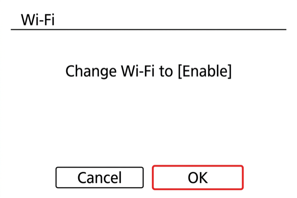 EOS R6 Mark II Wi-Fi settings disabled confirmation