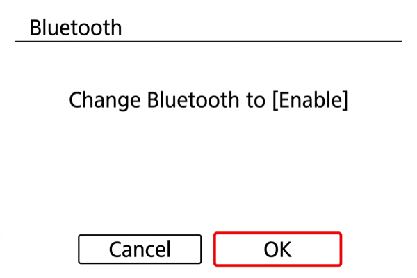 EOS R6 Mark II Bluetooth settings disabled confirmation