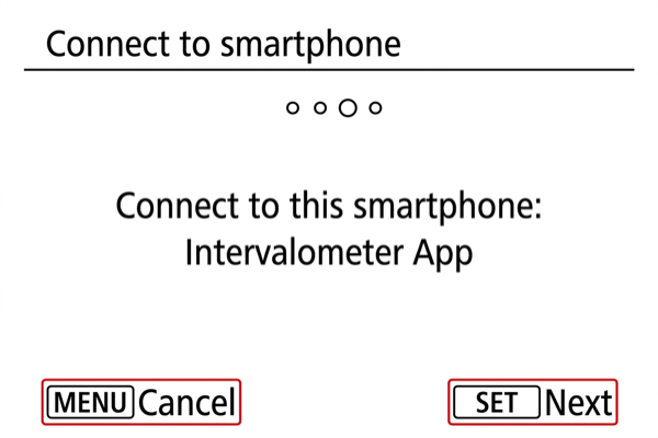 EOS R6 Mark II camera screen showing smartphone pairing instructions