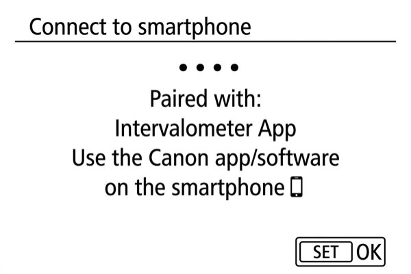 EOS R6 Mark II completing pairing with SET button