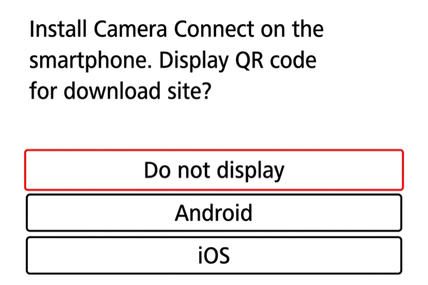 EOS R7 app install prompt with Do not display option