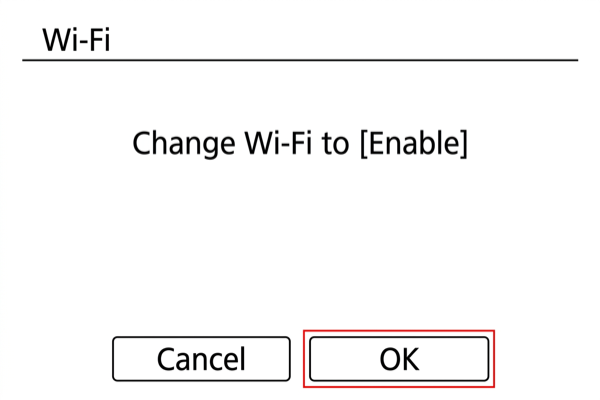 EOS R8 Wi-Fi settings disabled confirmation message